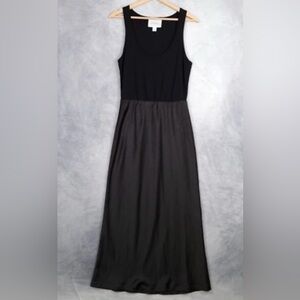 Mare Mare Dress Anthropologie M Black Viscose Satin Scoop Neck Long NWT $158